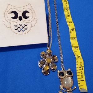 Retro necklaces with a small wooden box with an owl on it